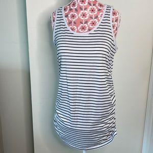 Time & Tru Maternity Black/White Striped Tank Top Size Small (4-6)